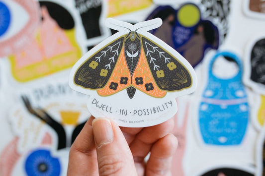 Dwell in Possibility Moth Sticker